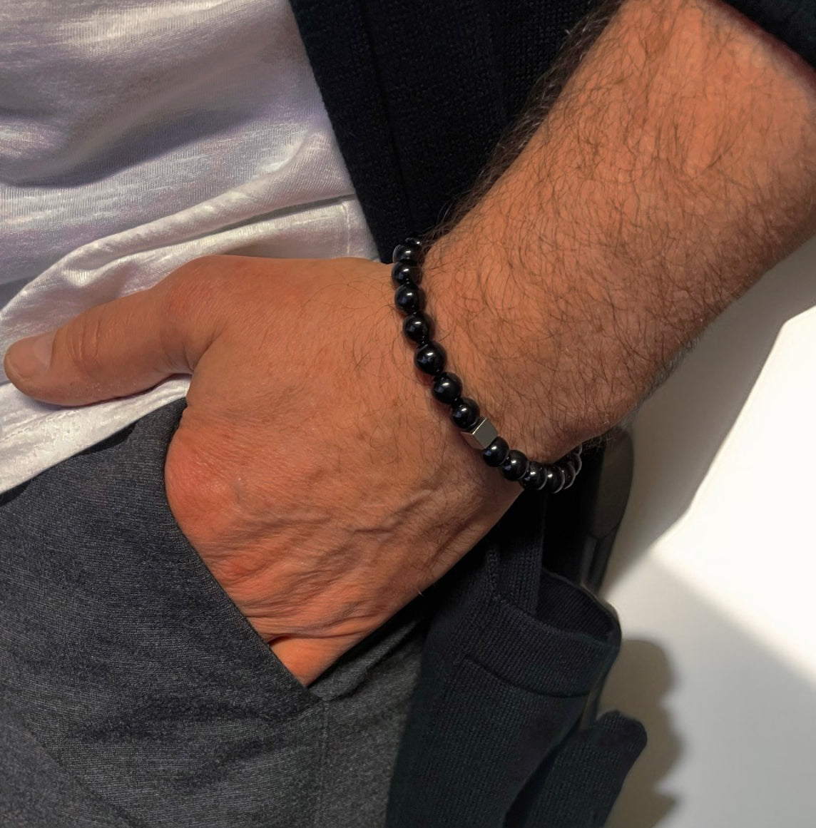 Armband Turmalin "Geschützt S(t)ein mit Edelstahl Würfel