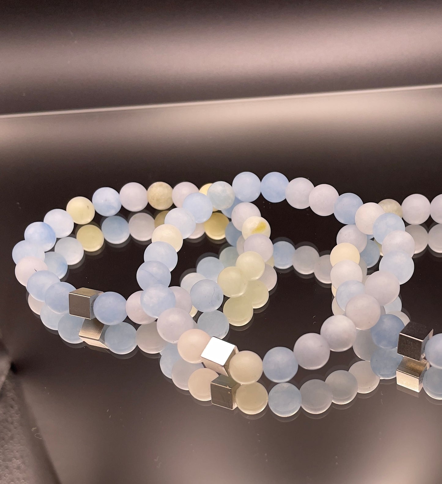 Armband Aquamarin „Besonnen S(t)ein“ 8 mm Perlen