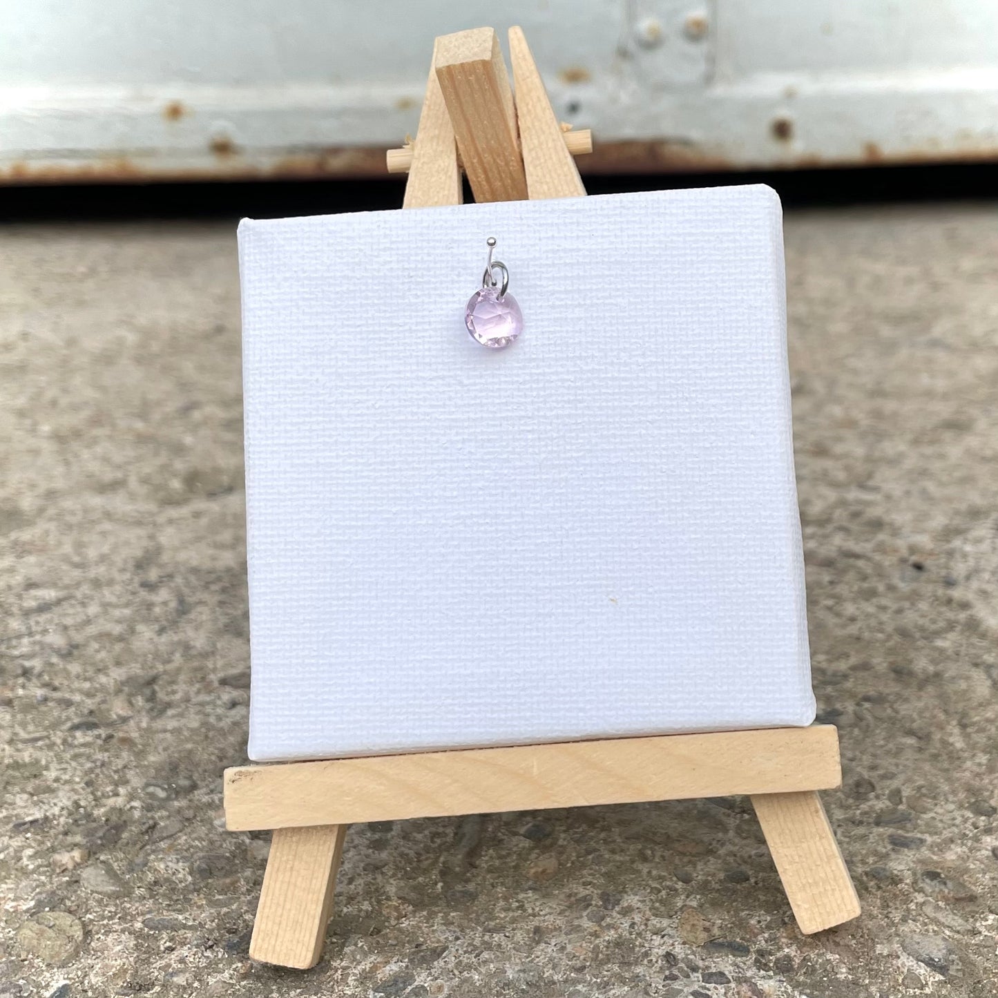 Charm -Glas Rosa-  Silber