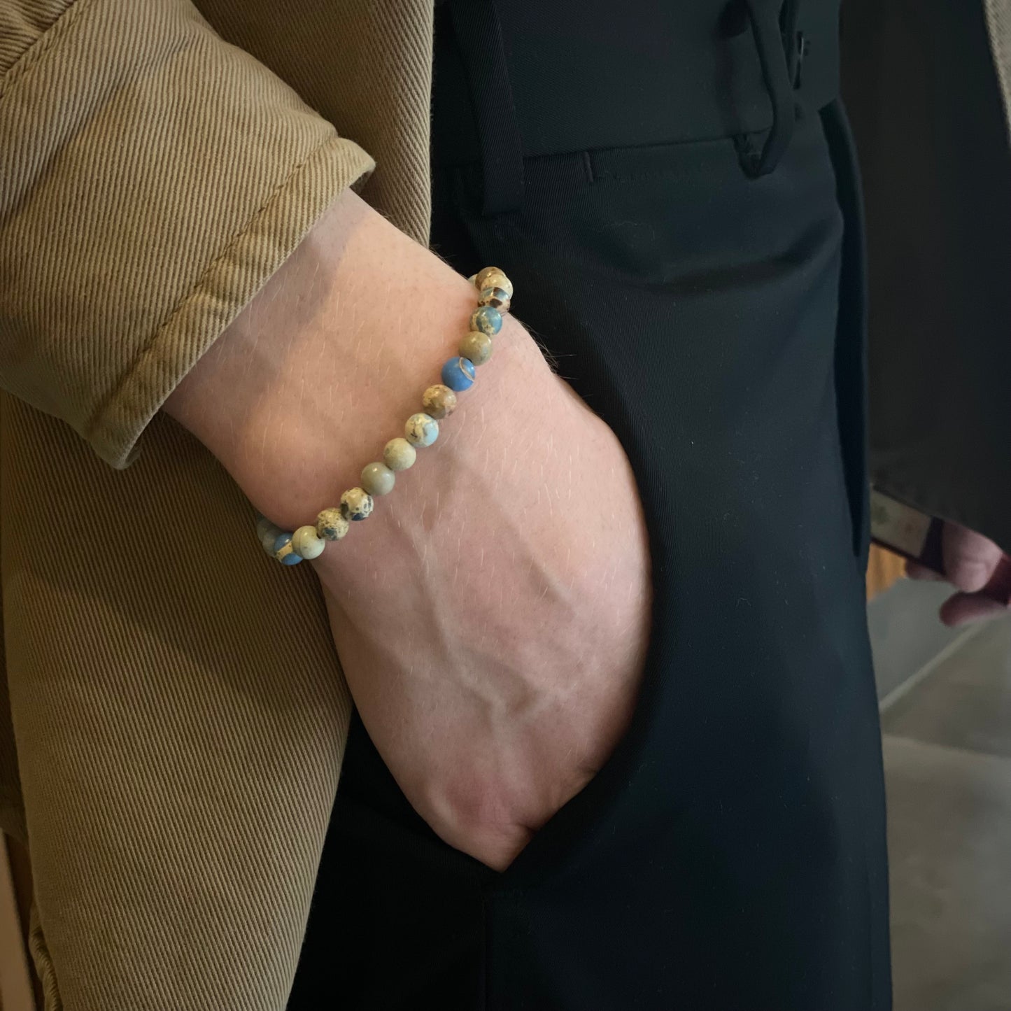 Armband Kaiserlicher Jaspis  „Vital S(t)ein“ mit 6 mm Perlen und Edelstahl-Mutter