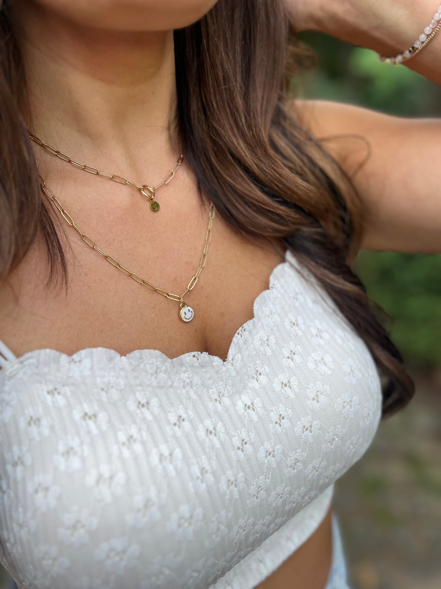 Kette Happy Collection 🙂 mit Ring, Gold, kurz