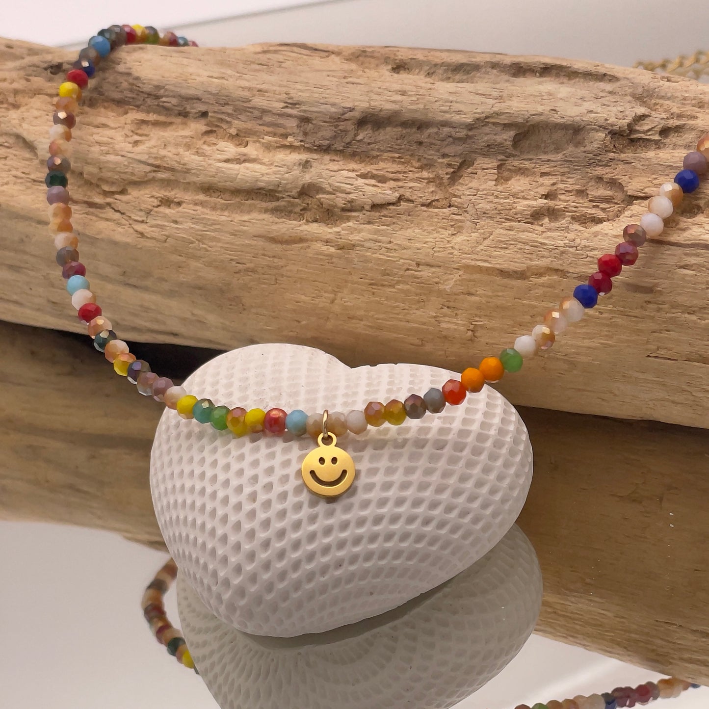 Kette Happy Collection 🙂 Glasperlen Bunt kurz