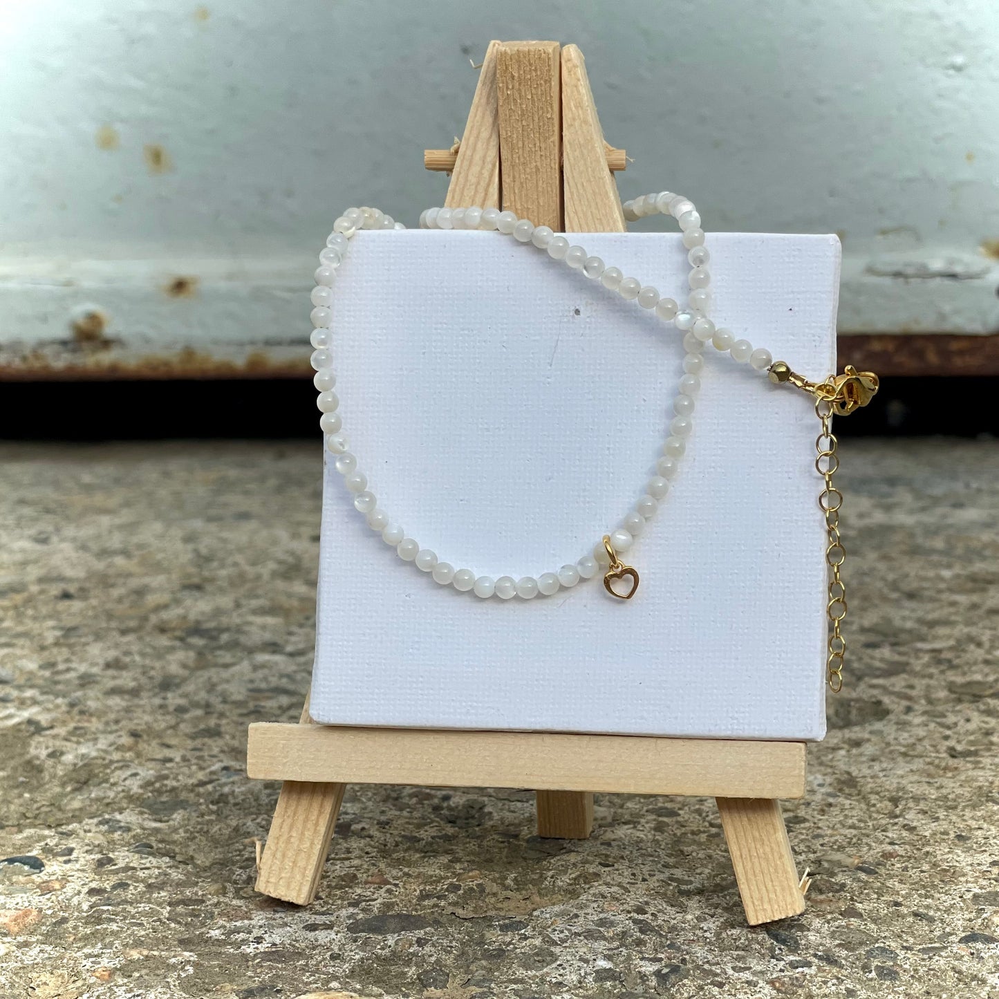Kette Muschelkern mit 3 mm Perlen (Länge 37 - 45 cm)