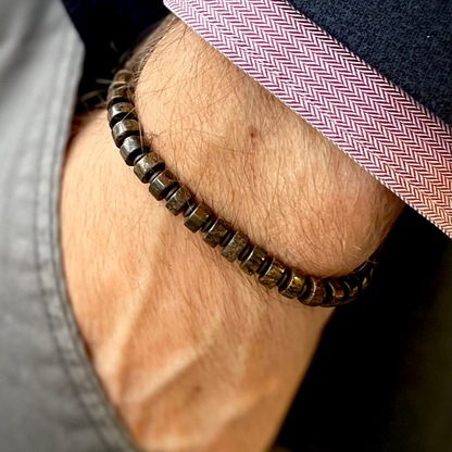 Armband Bronzit "Entschlossen S(t)ein" Discs und Hämatit Highlights