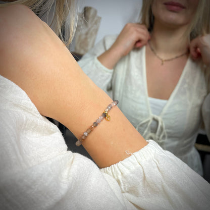 Set-Mondstein Halskette & Armband -Gold