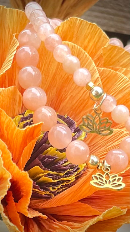 Armband Sonnenstein „Positiv S(t)ein“ mit 6 mm Perlen und Anhänger