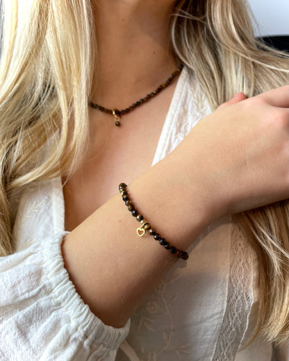 -Armband Tigerauge "Stark S(t)ein" 4mm Perlen facettiert