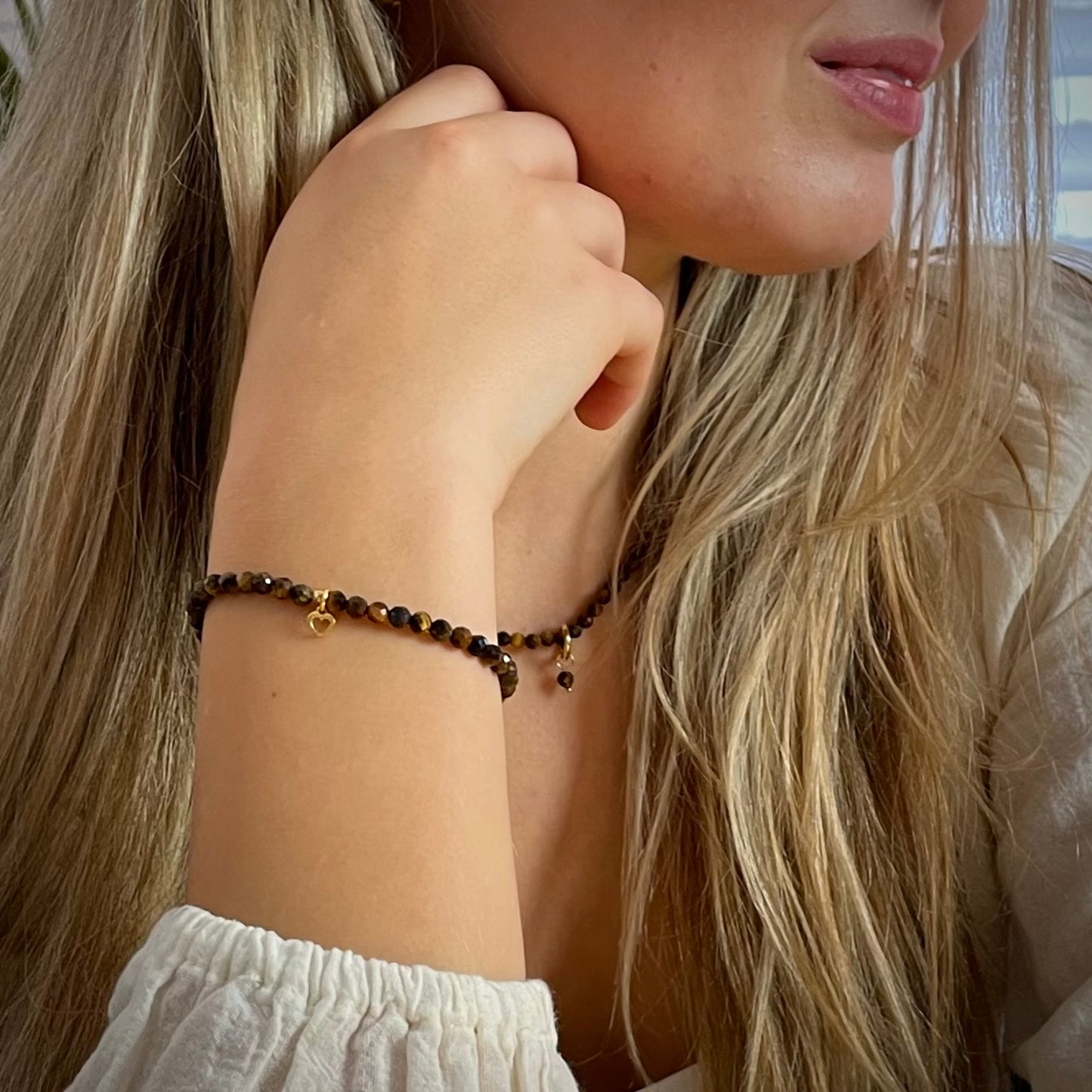 -Armband Tigerauge "Stark S(t)ein" 4mm Perlen facettiert