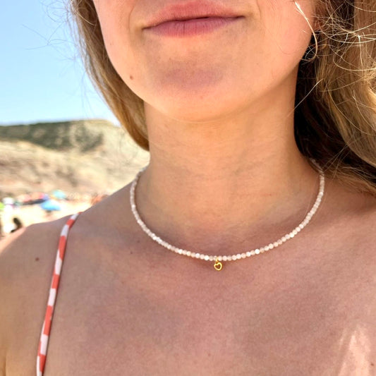 Kette Muschelkern mit 3 mm Perlen (Länge 37 - 45 cm)
