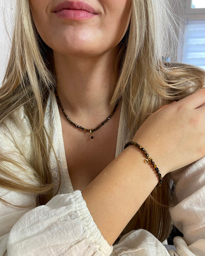 -Armband Tigerauge "Stark S(t)ein" 4mm Perlen facettiert