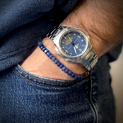 Armband Lapislazuli "Selbstbewusst S(t)ein" Discsteinen und Hämatitscheiben