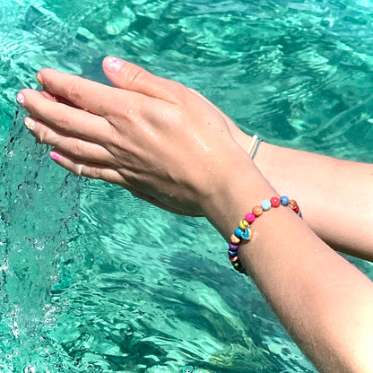 Armband Kaiserlicher Jaspis „Vital S(t)ein“ Sunshine Edition mit 6 mm Perlen und Herz-Anhänger