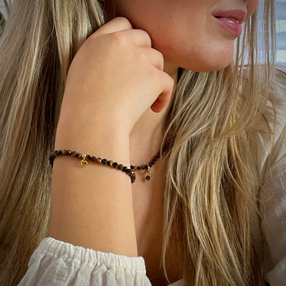 Set-Tigerauge Halskette & Armband - Gold