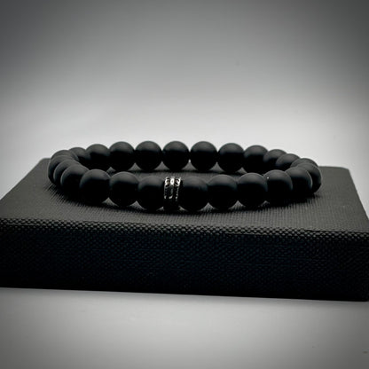 Armband Onyx "Gelassen S(t)ein - 8mm Perlen & Edelstahzwischenteil