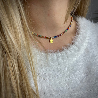Kette Happy Collection 🙂 Glasperlen Bunt kurz