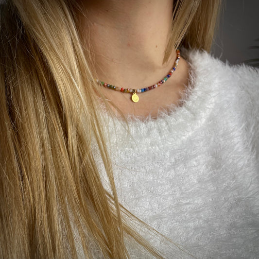 Kette Happy Collection 🙂 Glasperlen Bunt kurz